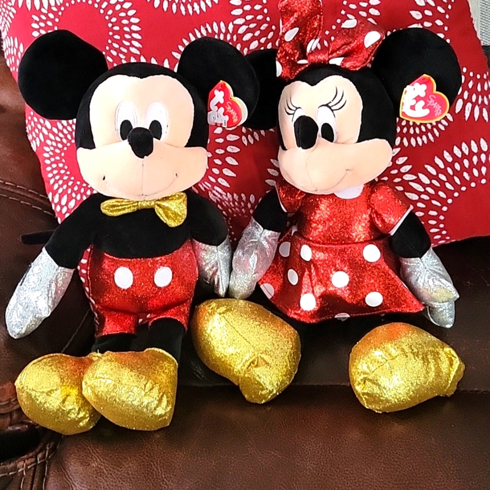 Mickey and Minnie mouse ty set new with tag 12 inches